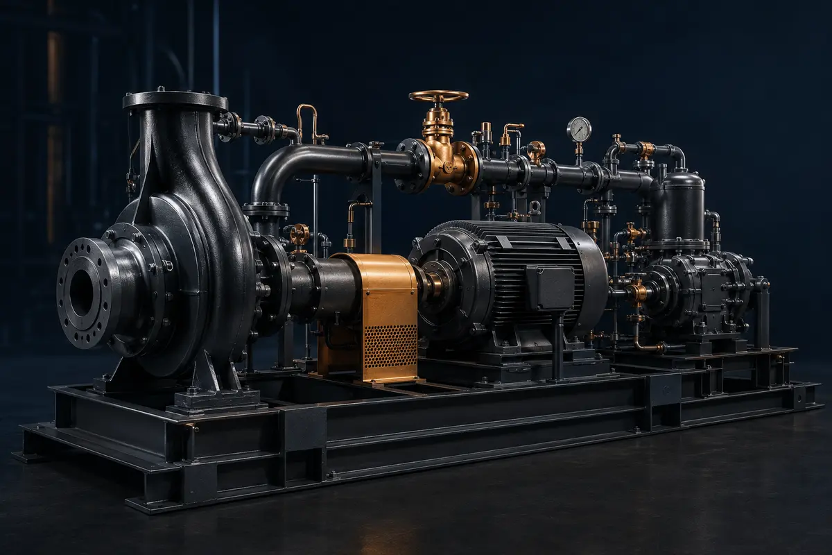 An integrated industrial system with pump, motor and valves