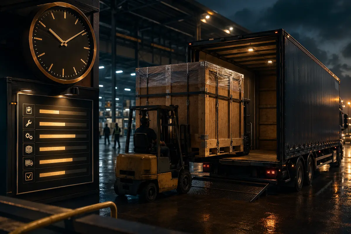 An urgent equipment shipment loaded through an organised time-critical process